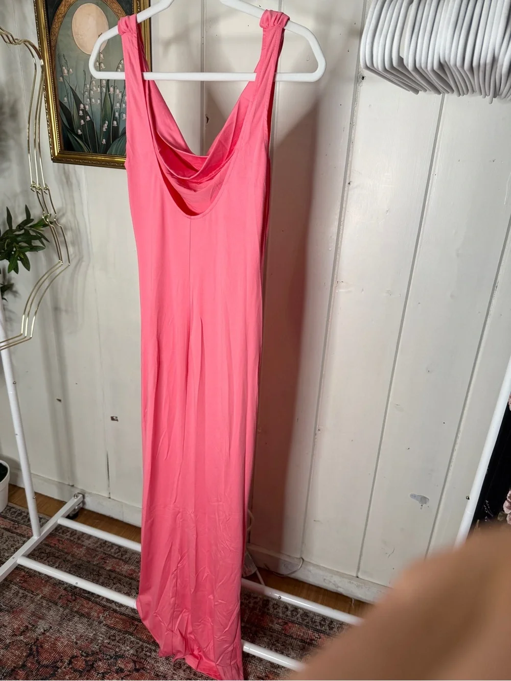 Pink Cowl Neck Maxi Dress